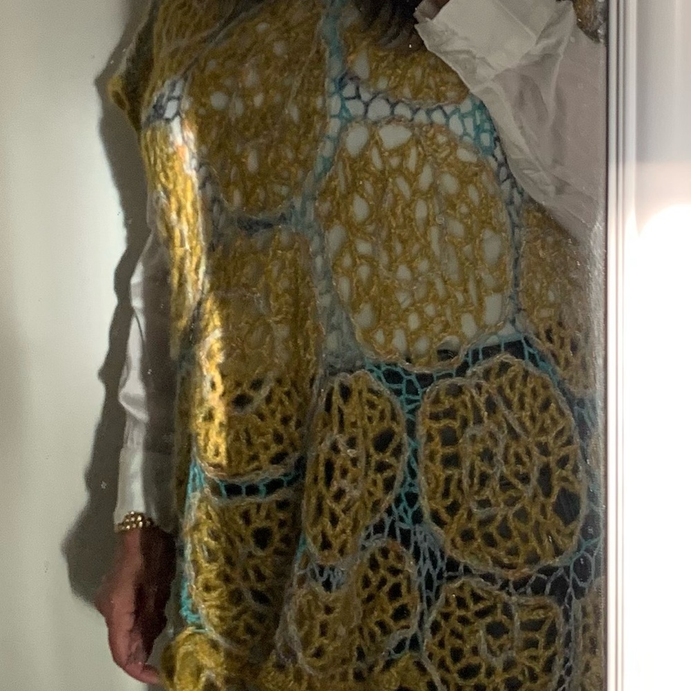 Handcrafted Yellow and Blue Women Sweater